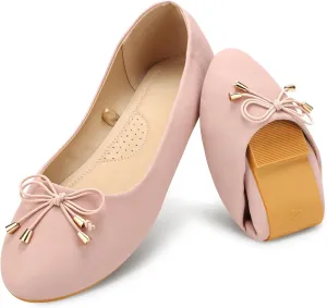sect Solid, Classical, Floral - Bow - Adult Women's Size Women's Foldable Ballet Flats - Black - Wedding, Party, Travel - Comfortable, Breathable - 