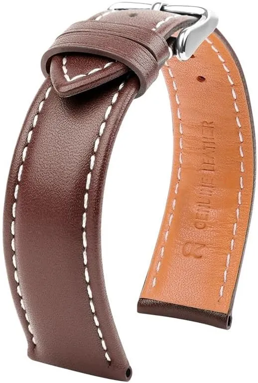Series Elegant Calfskin Watch Strap Men(Brown White line SK,24mm) 20mm 21mm 22mm 24mm Watchband Fit for Breitling Pilot Fit for him mar arsenic cram Aviation B01 Timing Challenger 