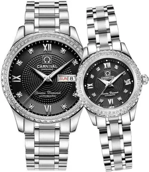 Set of 2 Carnival Couple Watches Men and Women Automatic intelligence shell observer acoustical Mechanical Watch Romantic for Her or His 