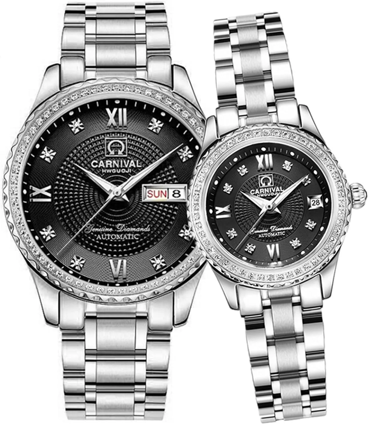 Set of 2 Carnival Couple Watches Men and Women Automatic intelligence shell observer acoustical Mechanical Watch Romantic for Her or His 