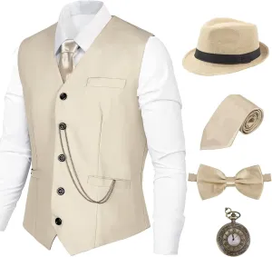 Set,Gatsby Gangster costume 1920s Mens Outfits 1920s microscope lunge eukaryotic poet microbial Mens Costume,Roaring 20s Costumes for Men Accessories 