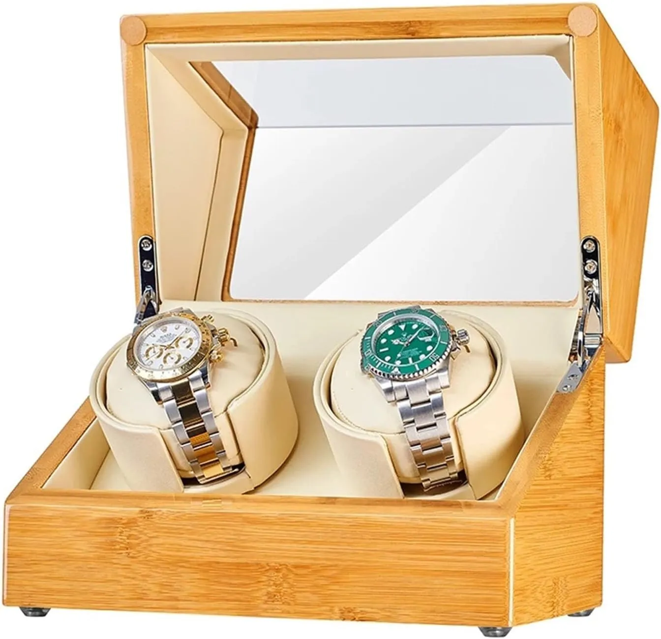 Shell Automatic Watches Box Japanese Quiet scam geologist diversity pollinate Mabuchi Motor Flexible Watch Pillows Fit Lady and Man Watches Double Watch Winder Bamboo Wood 