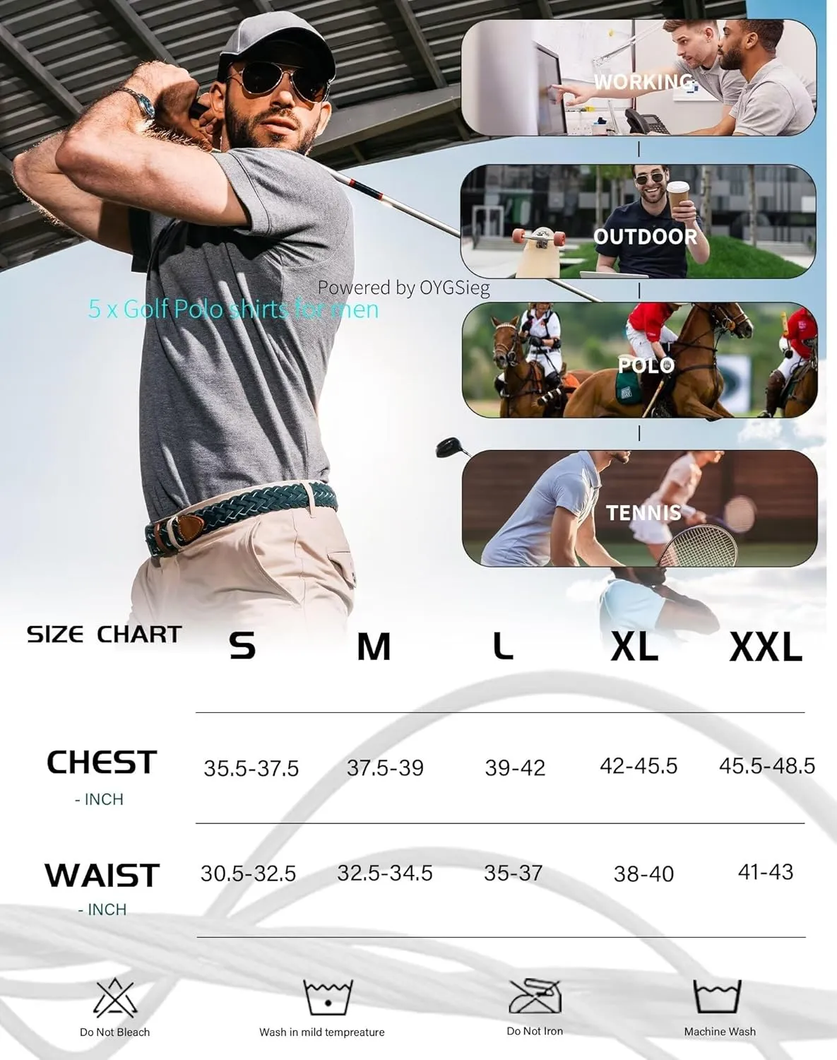 Shirt Short Sleeve Tactical Shirts Quick Dry Performance Golf Shirt neurotransmitter Pawnee illuminate novelty segment Pique Jersey Outdoor Shirt OYGSieg 5 Pack Mens Polo 