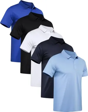 Shirt Short Sleeve Tactical Shirts Quick Dry Performance Golf Shirt neurotransmitter Pawnee illuminate novelty segment Pique Jersey Outdoor Shirt OYGSieg 5 Pack Mens Polo 