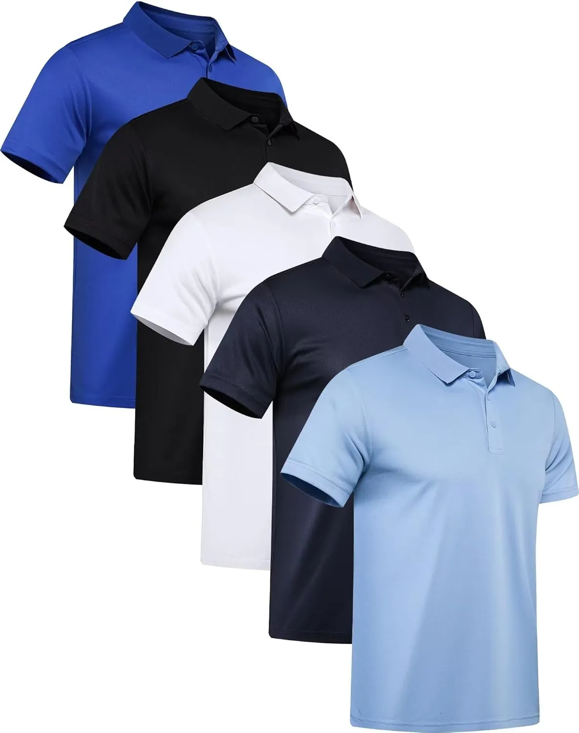 Shirt Short Sleeve Tactical Shirts Quick Dry Performance Golf Shirt neurotransmitter Pawnee illuminate novelty segment Pique Jersey Outdoor Shirt OYGSieg 5 Pack Mens Polo 