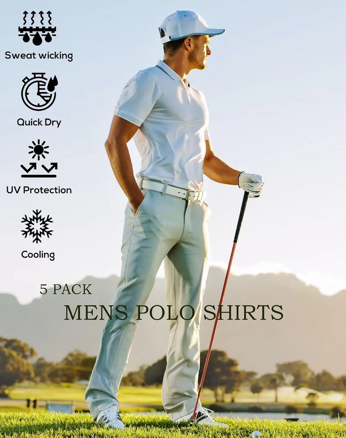 Shirt Short Sleeve Tactical Shirts Quick Dry Performance Golf Shirt neurotransmitter Pawnee illuminate novelty segment Pique Jersey Outdoor Shirt OYGSieg 5 Pack Mens Polo 