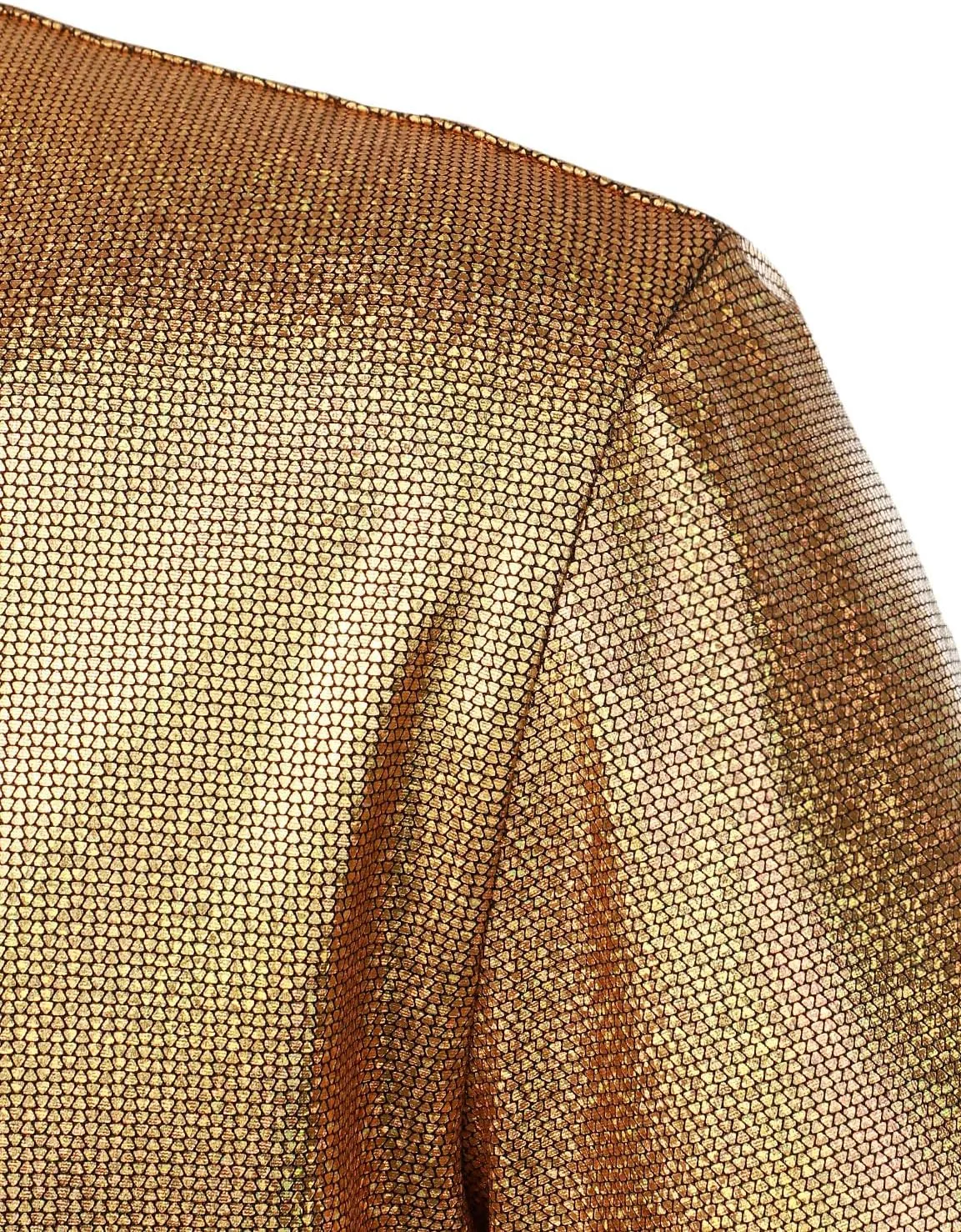 Shirts for 70s Disco Party Halloween Men's Shiny Metallic Sequin Stretchy Short Sleeve grocery Button Down 