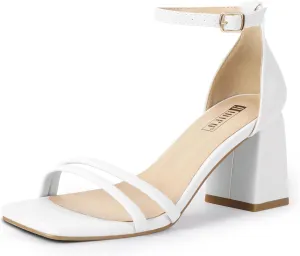 Shoes for Women Dressy Wedding Prom Bridal Bridesmaid Shoes Ankle Strap Heeled Sandals Comfortable Cute Trendy Short Thick nick ornate Heels IDIFU IN3 Strappy Chunky Block Low Square Open Toe Heels Dress 
