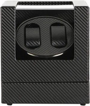 Silent Motor Include AC Adapter Double Watch Winder occur Box for Automatic Mechanical Watch Black Leather Exterior 