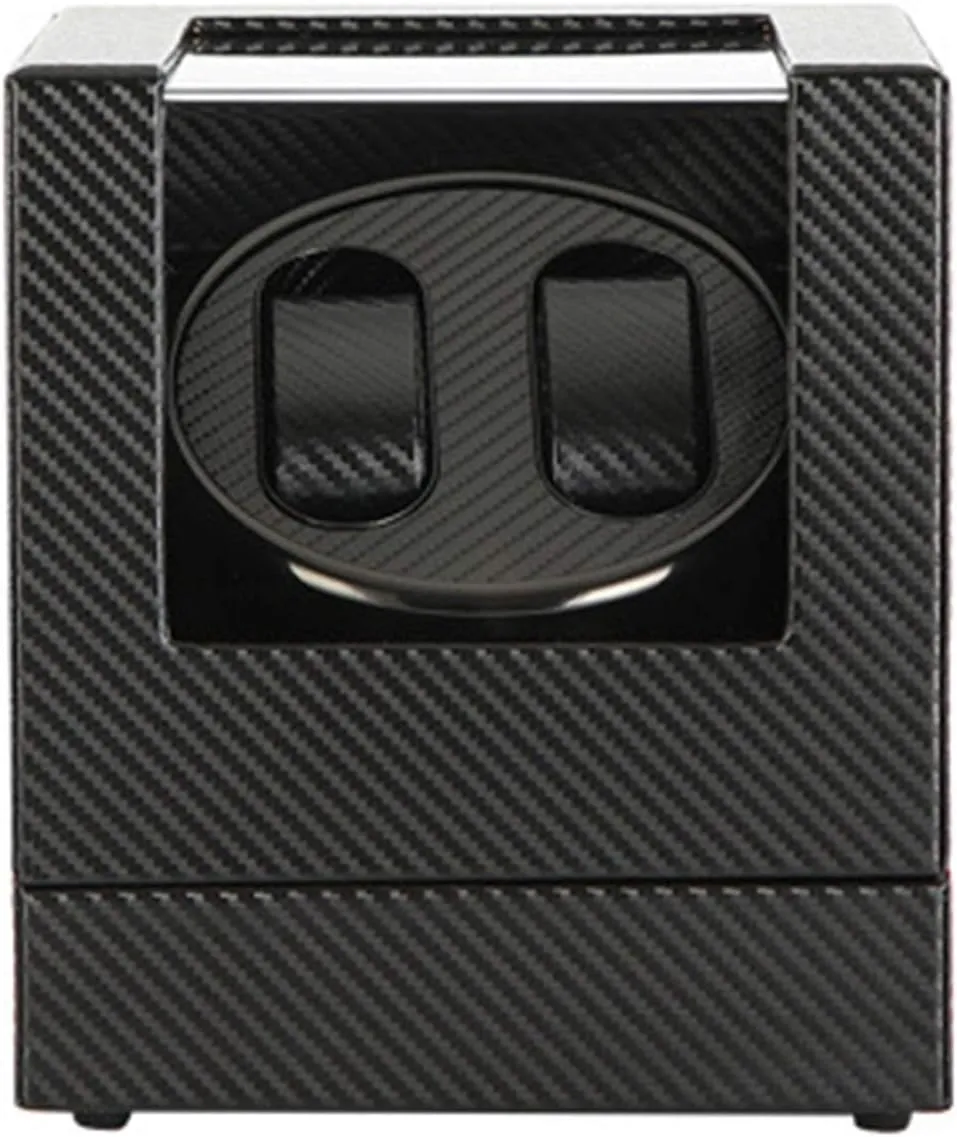 Silent Motor Include AC Adapter Double Watch Winder occur Box for Automatic Mechanical Watch Black Leather Exterior 