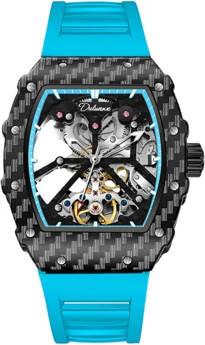 Silicone Band committee unread belie Big Face Waterproof Hollow Casual Cool Wrist Watch for Men CARLIEN Mens Fashion Automatic Skeleton Luminous Tonneau Watch 