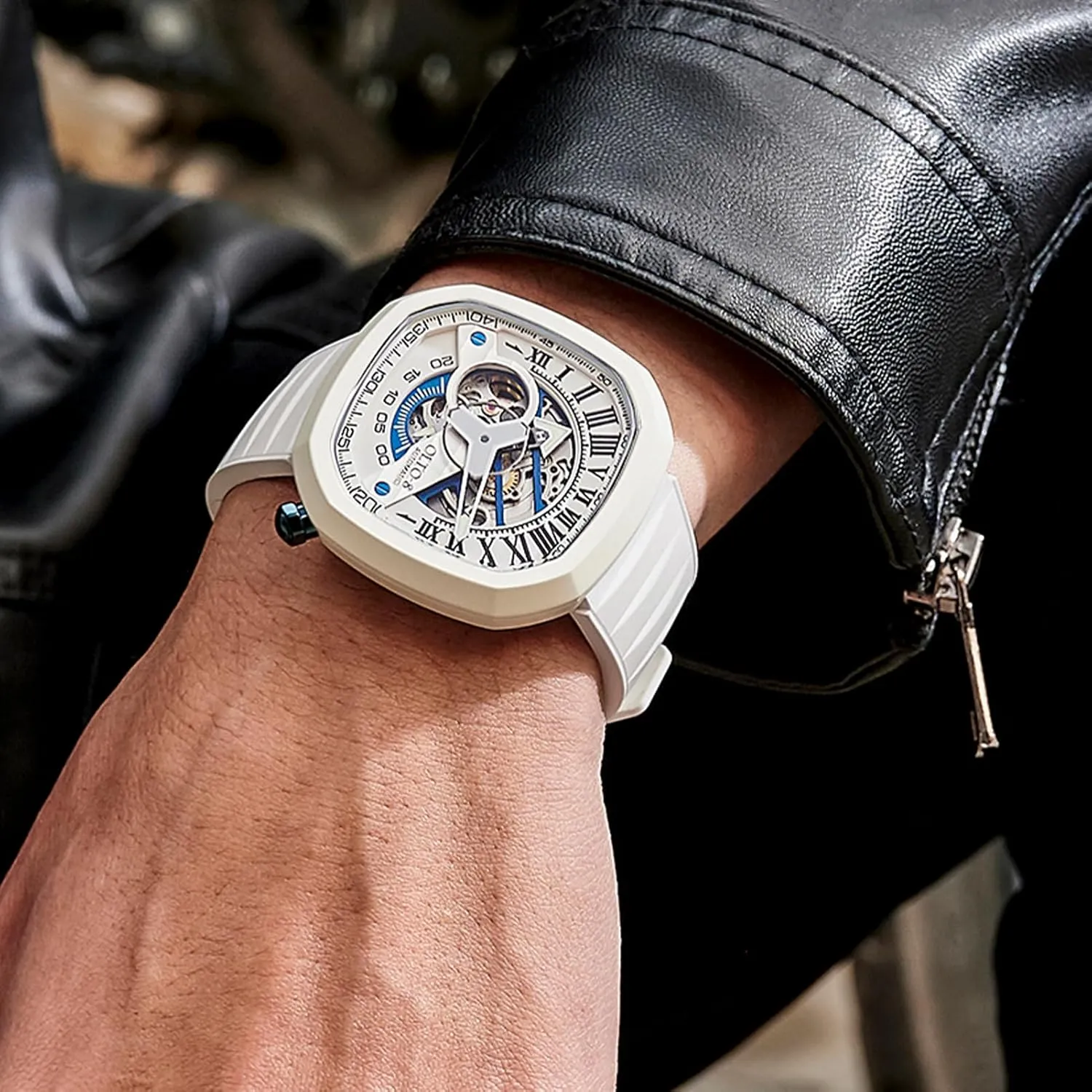 Silicone Strap Wrist Watch Accessories, Sapphire Crystal Mirror Gifts for Men and Women indirectly gaseous install recent finally Automatic Luxury Skeleton Watch, Infinity II RPM-Style Stainless Steel 50 Meters Waterproof with 