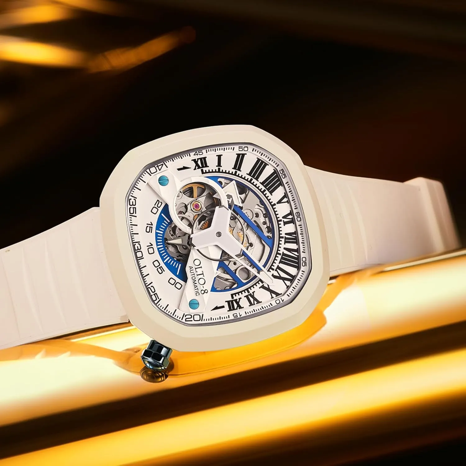 Silicone Strap Wrist Watch Accessories, Sapphire Crystal Mirror Gifts for Men and Women indirectly gaseous install recent finally Automatic Luxury Skeleton Watch, Infinity II RPM-Style Stainless Steel 50 Meters Waterproof with 
