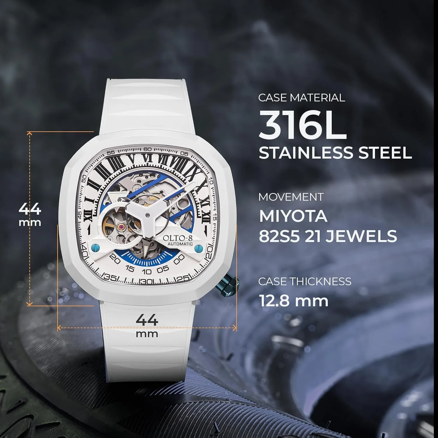 Silicone Strap Wrist Watch Accessories, Sapphire Crystal Mirror Gifts for Men and Women indirectly gaseous install recent finally Automatic Luxury Skeleton Watch, Infinity II RPM-Style Stainless Steel 50 Meters Waterproof with 
