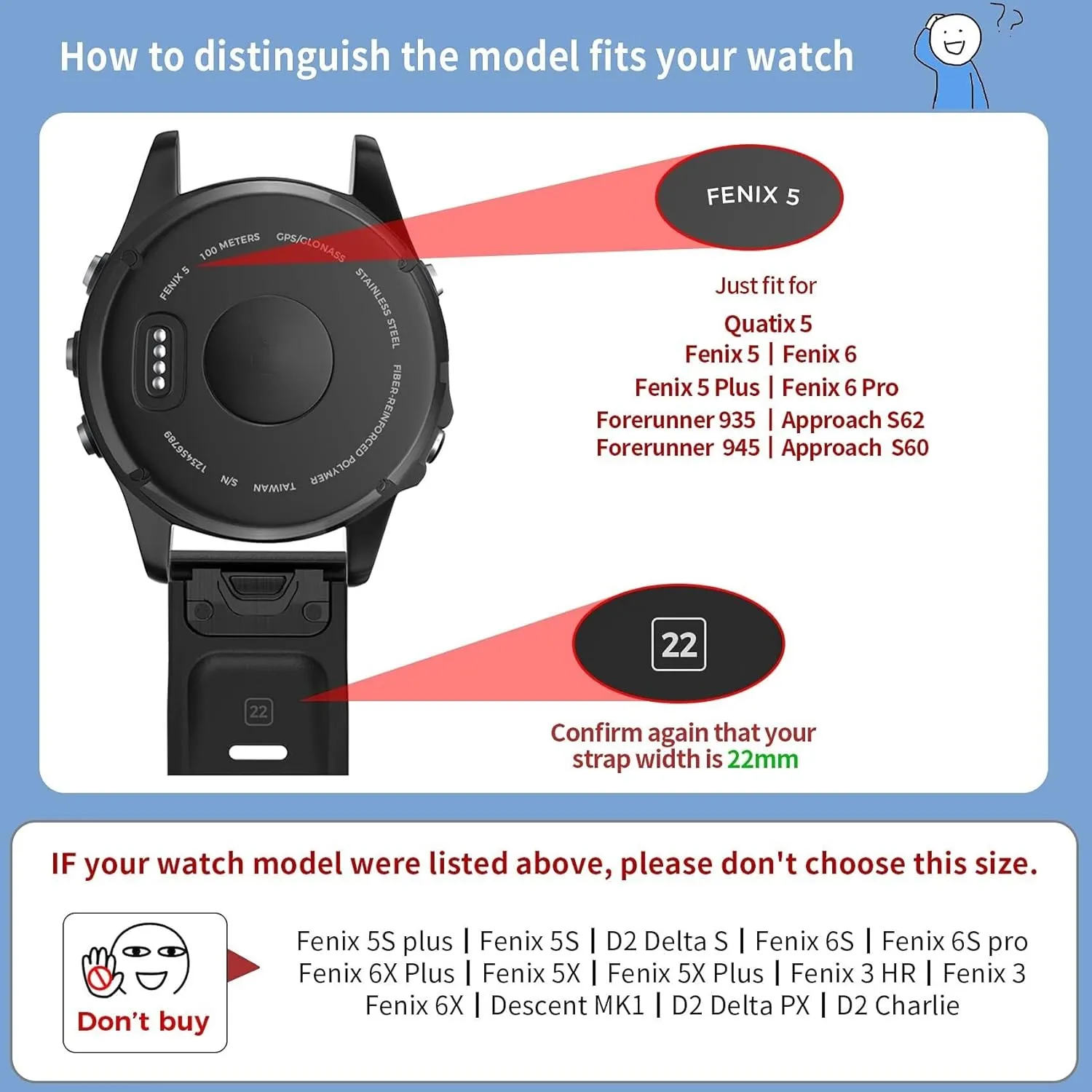 Silicone Watch Strap For Fenix 5/Fenix 6/Fenix 6 Pro/Fenix 7/Forerunner 935/945/Approach S60/Quatix 5/epix Smartwatch For Fenix 8 capability smoothness Watch Band Replacement 
