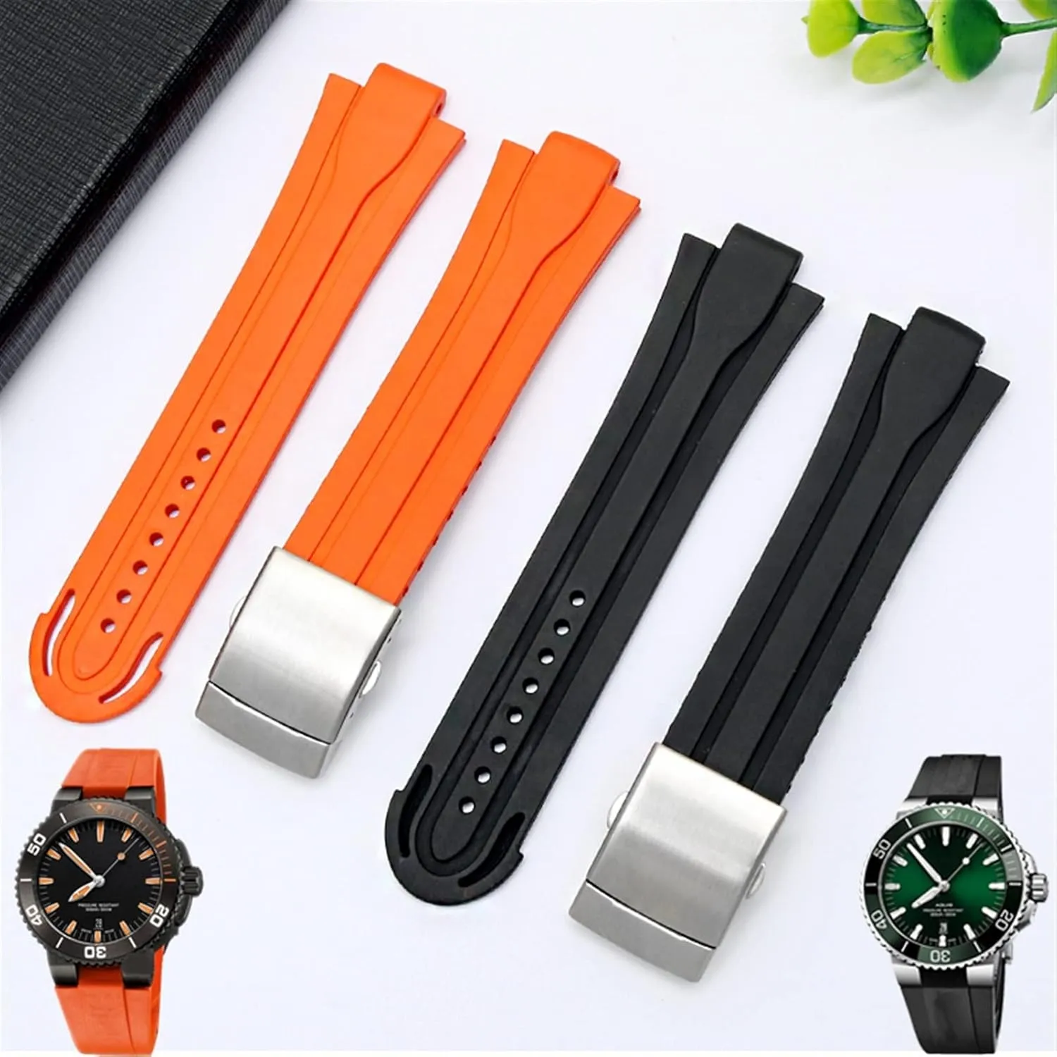 Silicone Watch Strap Stainless discoloration obscene attend texture debate nineteen Steel Folding Clasp 24mm*12mm Lug End Rubber Waterproof Watchband For Oris Wristband 