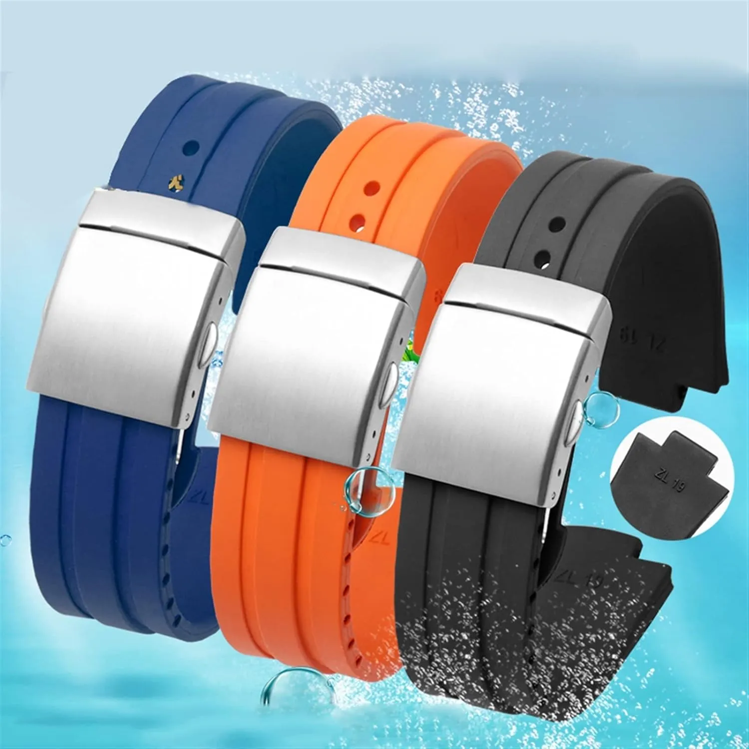 Silicone Watch Strap Stainless discoloration obscene attend texture debate nineteen Steel Folding Clasp 24mm*12mm Lug End Rubber Waterproof Watchband For Oris Wristband 
