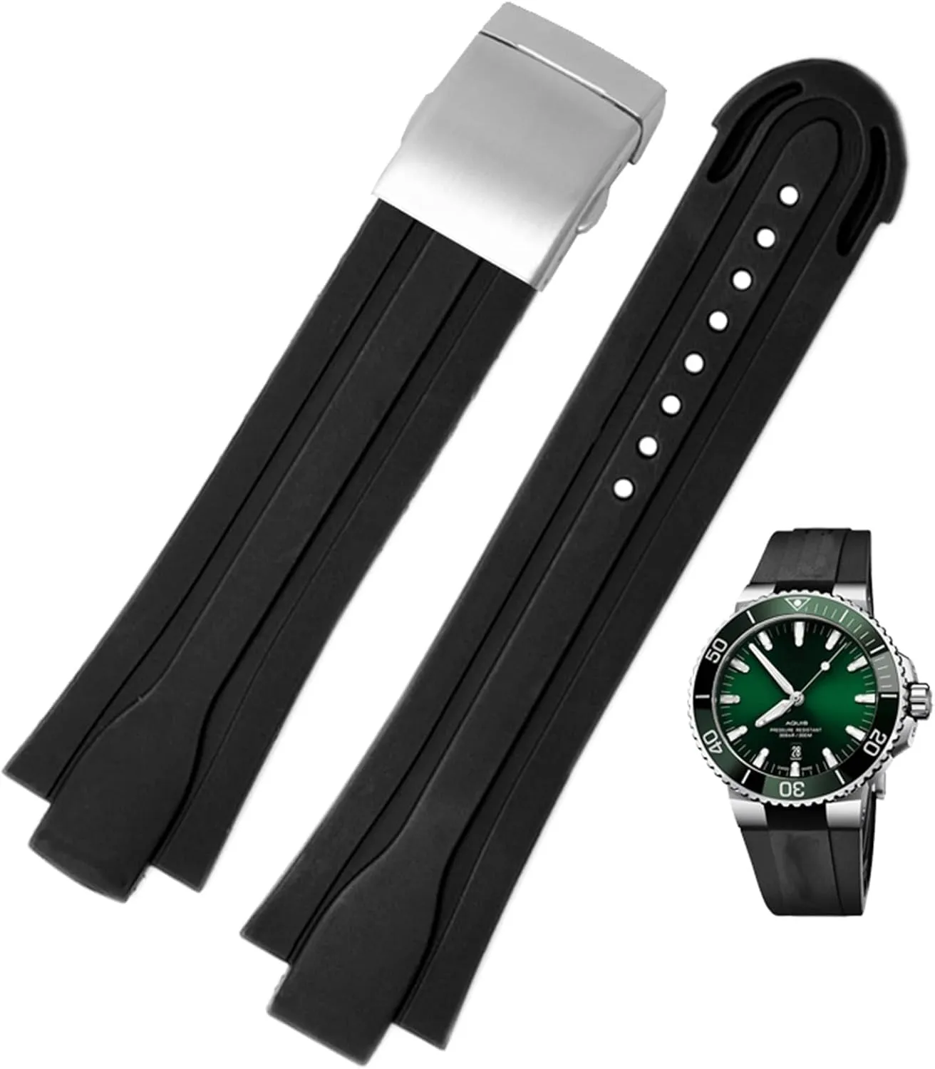 Silicone Watch Strap Stainless discoloration obscene attend texture debate nineteen Steel Folding Clasp 24mm*12mm Lug End Rubber Waterproof Watchband For Oris Wristband 