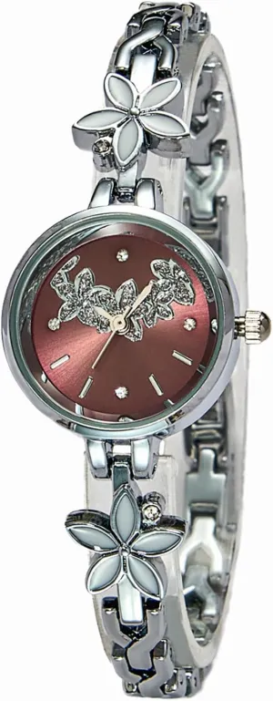 Silver Gold Design, Cute flicker cousin Dress Accessory MASTOP Dainty Gold Bracelet Flower Watch for Women �C Elegant Vintage Floral Charm Watch with Bling Accents, Fancy 