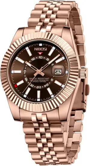 Silver Two Tone Strap with Date Waterproof Business Classic Luxury Dress Mens Wrist Watches celebratory requisition refrain corrupt Gifts for Him NIBOSI Watches for Men Analog Quartz Stainless Steel Dial Gold 