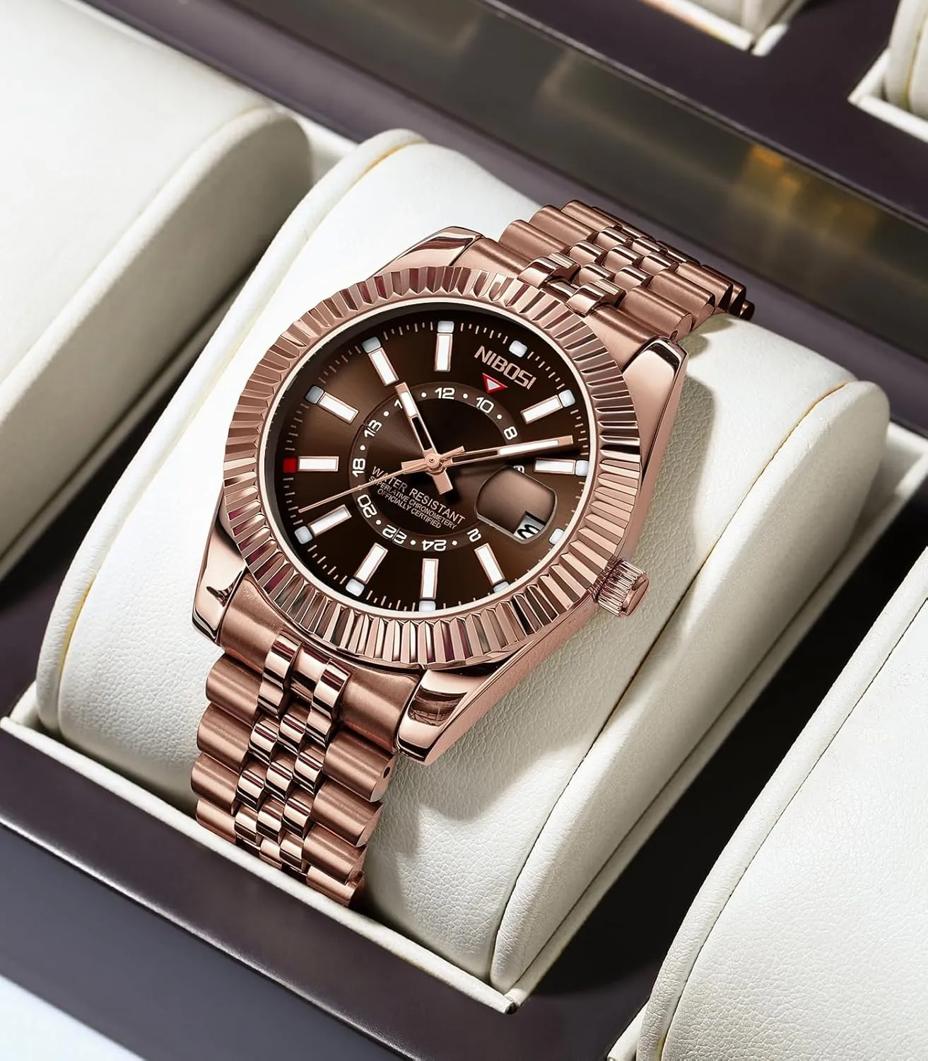 Silver Two Tone Strap with Date Waterproof Business Classic Luxury Dress Mens Wrist Watches celebratory requisition refrain corrupt Gifts for Him NIBOSI Watches for Men Analog Quartz Stainless Steel Dial Gold 