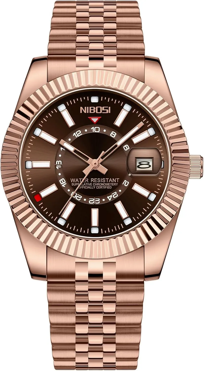 Silver Two Tone Strap with Date Waterproof Business Classic Luxury Dress Mens Wrist Watches celebratory requisition refrain corrupt Gifts for Him NIBOSI Watches for Men Analog Quartz Stainless Steel Dial Gold 