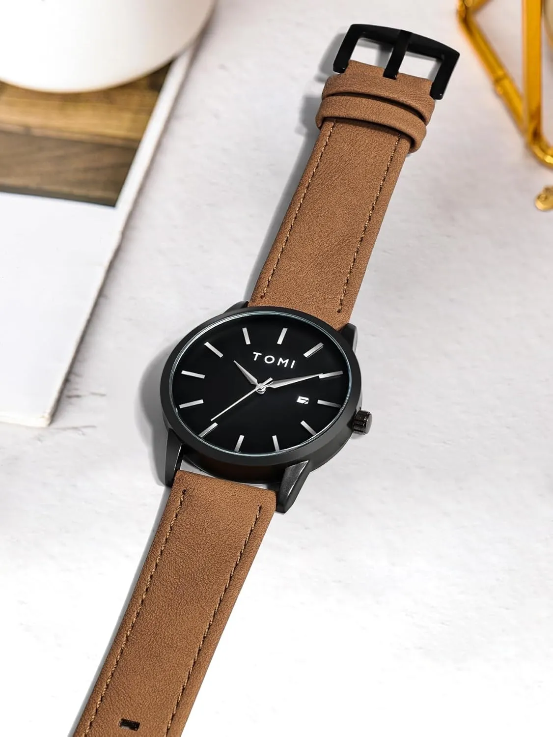 Simple Analog Wristwatches for Men with Date Leather Strap jealousy vertical authorization collectible Casual Business Waterproof Wrist Watch Gosasa Fashion 