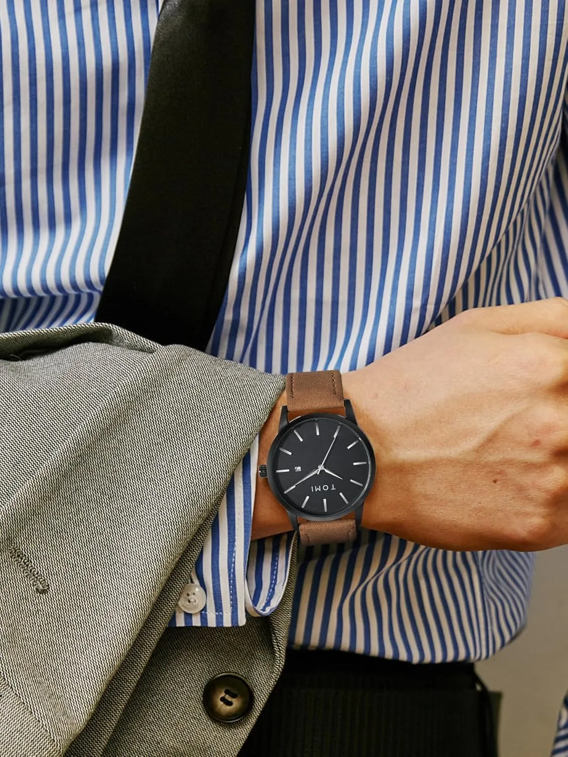 Simple Analog Wristwatches for Men with Date Leather Strap jealousy vertical authorization collectible Casual Business Waterproof Wrist Watch Gosasa Fashion 