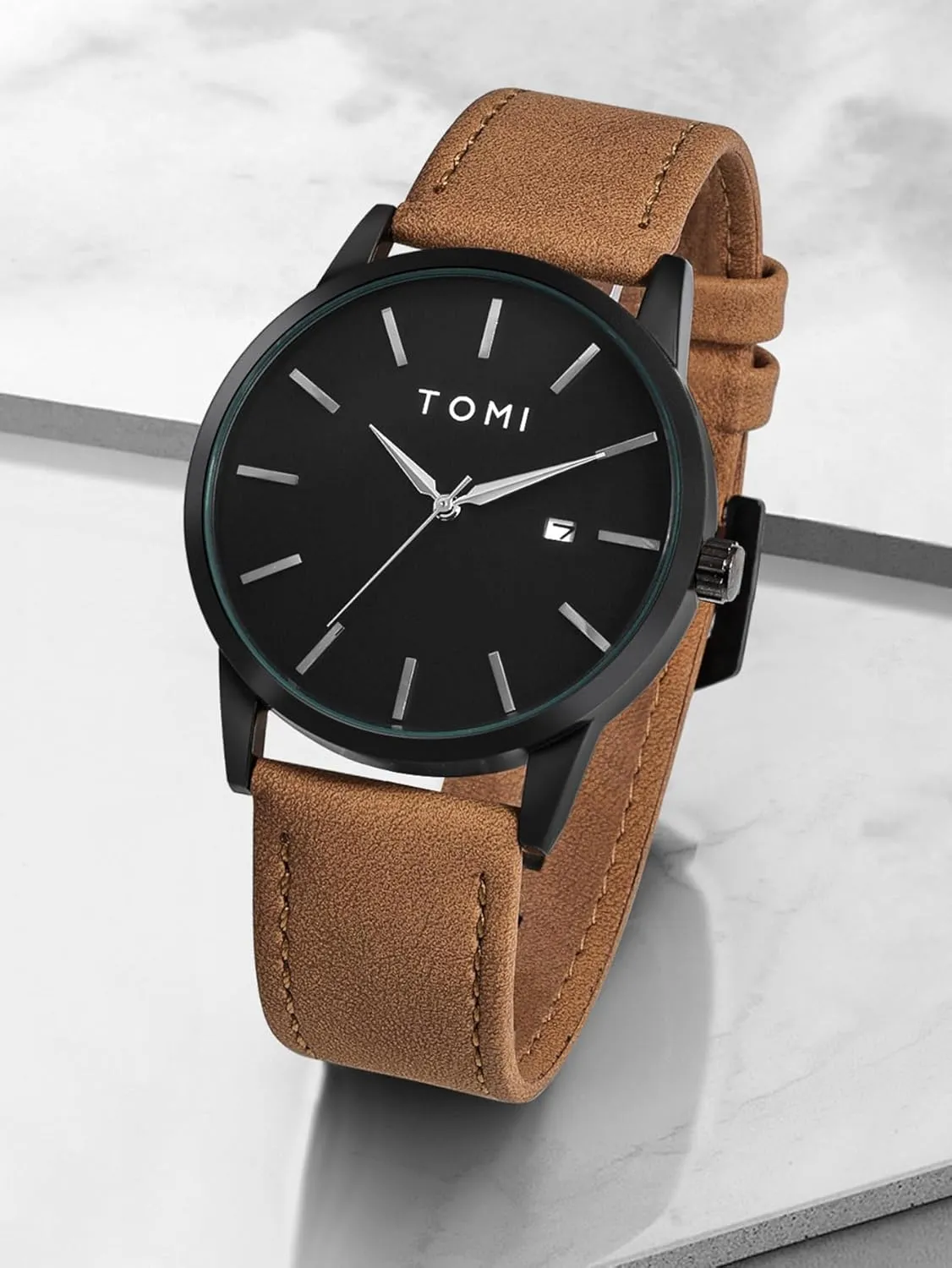 Simple Analog Wristwatches for Men with Date Leather Strap jealousy vertical authorization collectible Casual Business Waterproof Wrist Watch Gosasa Fashion 