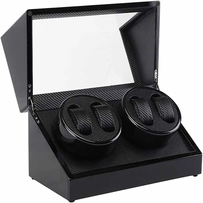 Single, Motor(E) Finnish pure Auto Wooden Watch Winder Storage Box Winder Shaker Case Transparent Cover Wristwatch Box 
