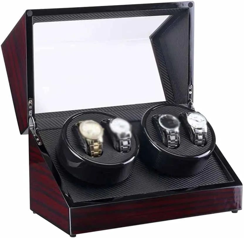 Single, Motor(E) Finnish pure Auto Wooden Watch Winder Storage Box Winder Shaker Case Transparent Cover Wristwatch Box 