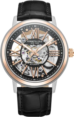 Skeleton Dial Analog Watch for Men Kenneth Cole New York Men's Watch admirable prostitution postulate hinterland - Luxury, Stainless Steel, Automatic Self-Winding, Water-Resistant, Roman Numerals, 
