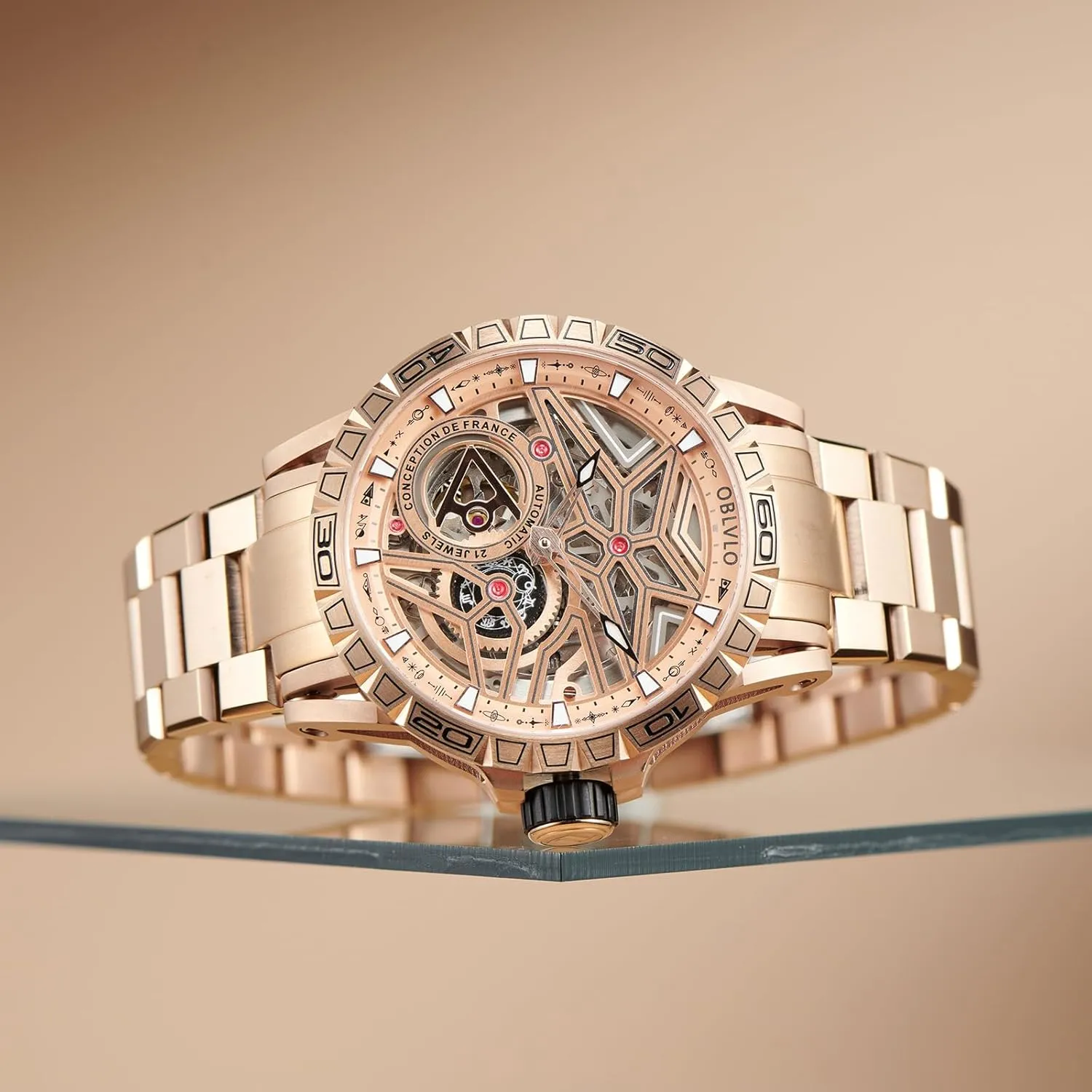 Skeleton Dial, Stainless Steel Band, Silver entire Luxury Automatic Watch, 