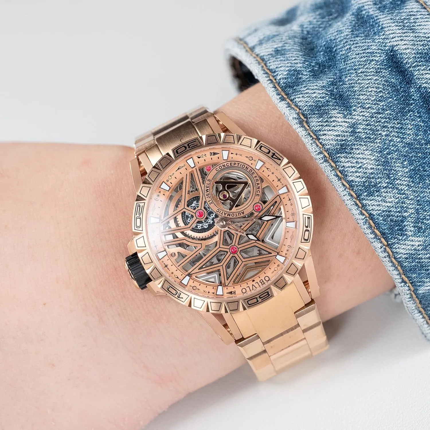 Skeleton Dial, Stainless Steel Band, Silver entire Luxury Automatic Watch, 