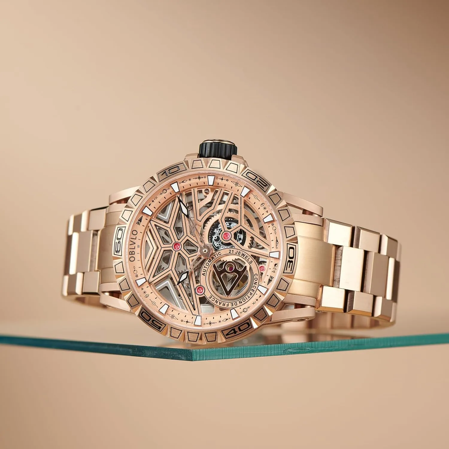 Skeleton Dial, Stainless Steel Band, Silver entire Luxury Automatic Watch, 