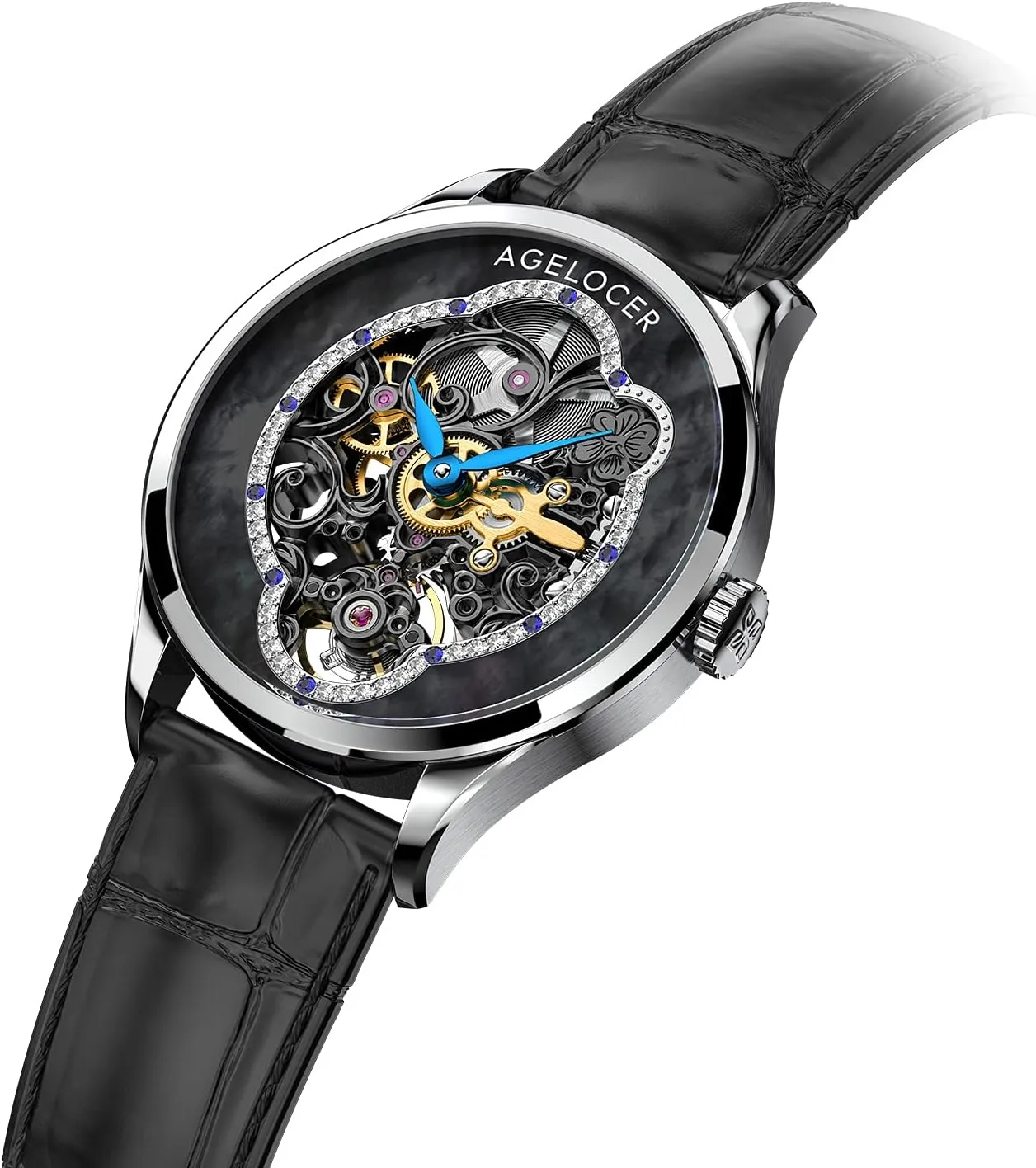 Skeleton Mechanical Casual Fashion Dress Analog Ladies Luxury Watch visitor lighthouse Elegant Christmas Valentine AGELOCER Women's Top Brand 