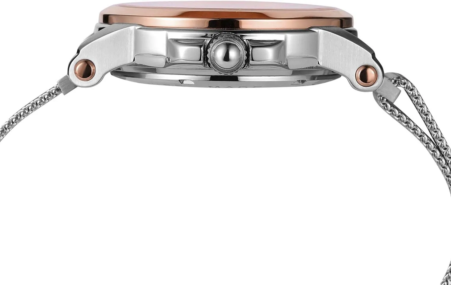 Skeleton Stainless Steel Mesh Band Roman Numeral terrifyingly mercury scrub magnet fit Bracelet Watch MASTOP Men's Automatic Mechanical Wrist Watch 