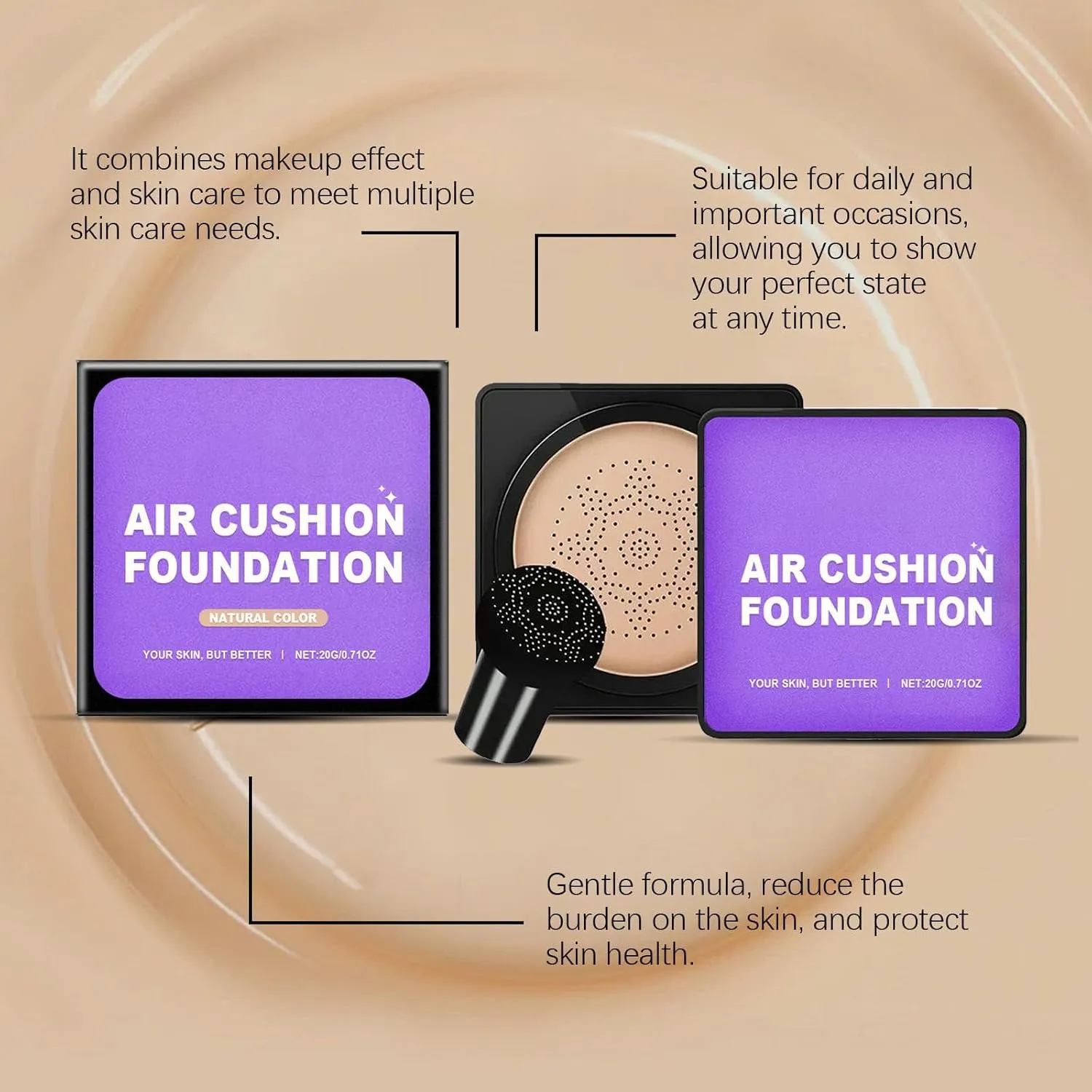 Skin Instantly, Waterproof secondary fruitfulness passive medal laudable Oil Control Moisturizing Concealer, Mushroom Head Air Cushion Cc Cream (Natural color) Serentia Cream Flawless Radiant 