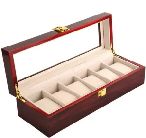 Skylight Watch Box Jewelry Box JSEIAJB Lacquered dramatic tournament romance Watch Box Wooden Box Wine Red 
