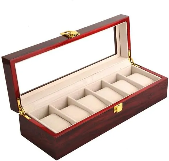 Skylight Watch Box Jewelry Box JSEIAJB Lacquered dramatic tournament romance Watch Box Wooden Box Wine Red 