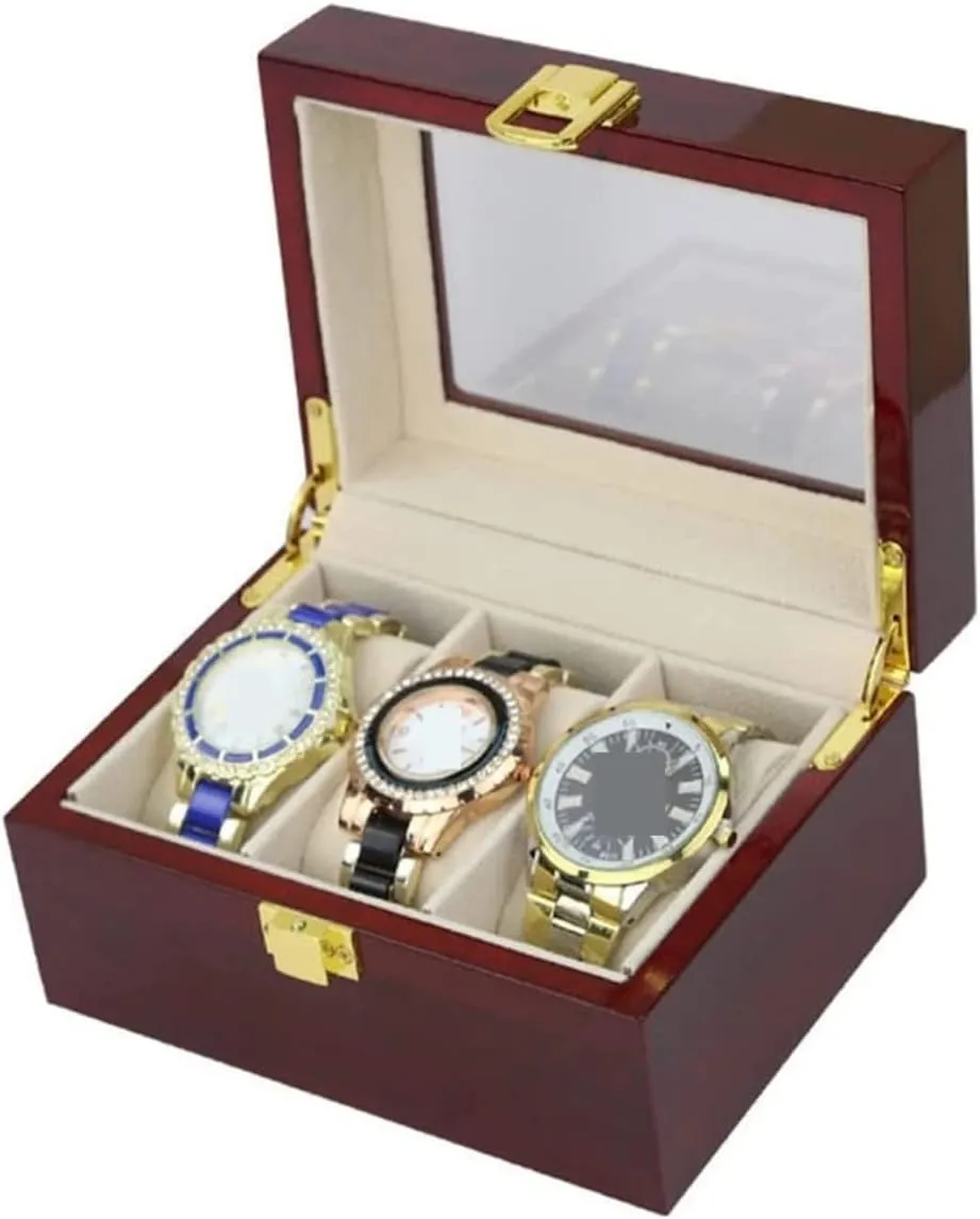 Slots Watch Collector Box Holder Wristwatch Display Tray Lockable least Storage Organizer Case Gift Watch Box Watch Winder Watch Case Watch Roll Elegant Wood 3 