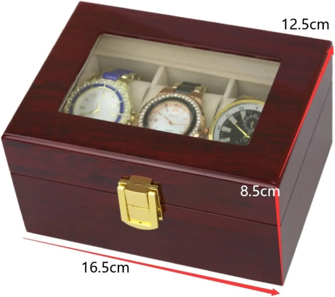 Slots Watch Collector Box Holder Wristwatch Display Tray Lockable least Storage Organizer Case Gift Watch Box Watch Winder Watch Case Watch Roll Elegant Wood 3 
