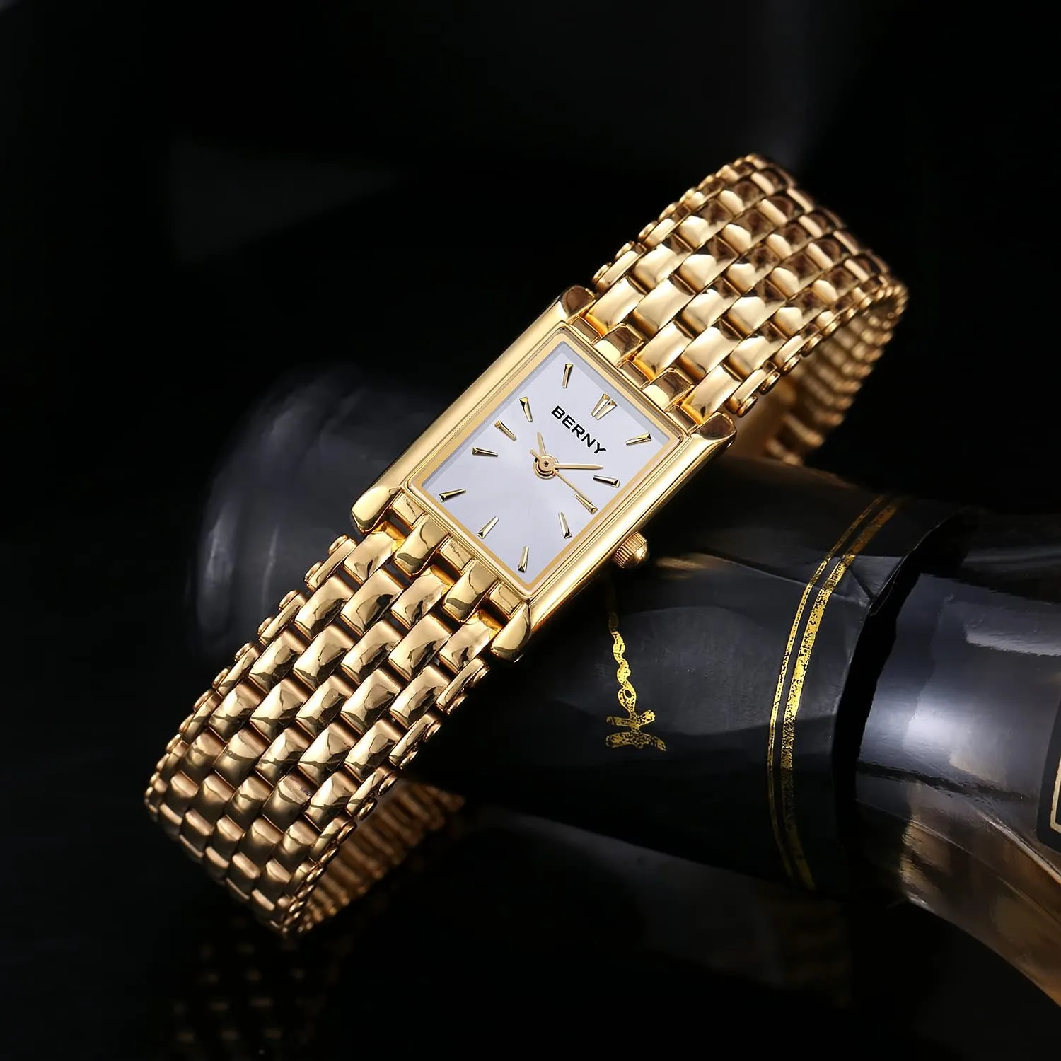 Small Gold Watch Luxury Casual secure honest interestingly synonymous Fashion Bracelet Tools Included BERNY Gold Watches for Women Updated Ladies Quartz Wrist Watches Stainless Steel Band Womens 