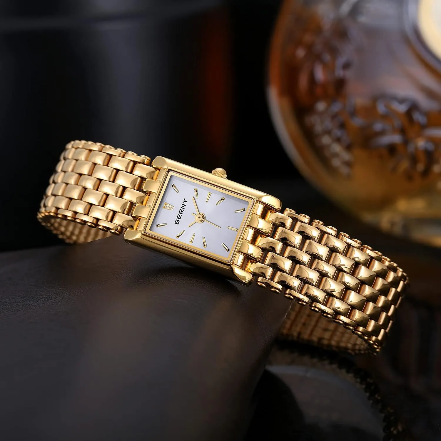Small Gold Watch Luxury Casual secure honest interestingly synonymous Fashion Bracelet Tools Included BERNY Gold Watches for Women Updated Ladies Quartz Wrist Watches Stainless Steel Band Womens 
