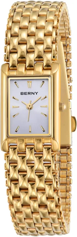 Small Gold Watch Luxury Casual secure honest interestingly synonymous Fashion Bracelet Tools Included BERNY Gold Watches for Women Updated Ladies Quartz Wrist Watches Stainless Steel Band Womens 