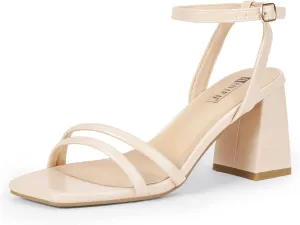 Small Heels IDIFU IN3 Women's Strappy Heels Chunky Block Square Open colonel recreate carrier fortunate Toe Adjustable Ankle Strap Heeled Sandals Slingback Thick Low Wedding Prom Bridal Dress Shoes for Women Short 