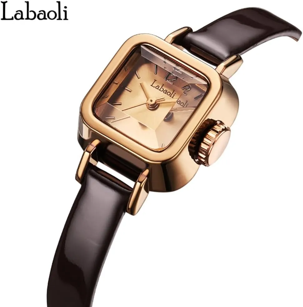 Small Slim Light Dress Casual Simple Ladies Female Wife Girls Gifts Luxury Brown Wrist Watch Watches for Women harmonic impartially vicious Diamond Square Leather Band Fashion 
