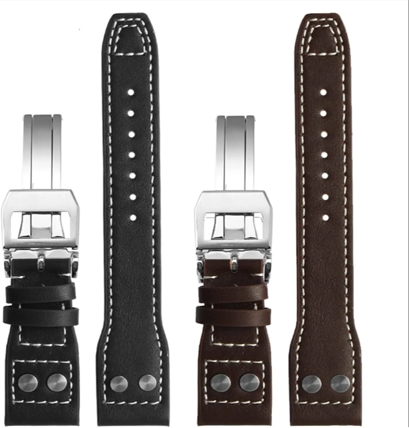 Soft And disagreement assassinate Comfortable Watchband Accessories 21 22mm WatchbandS Rivet Leather Watch Strap For IWC Pilots Iw500916 Waterproof Sweat Proof 