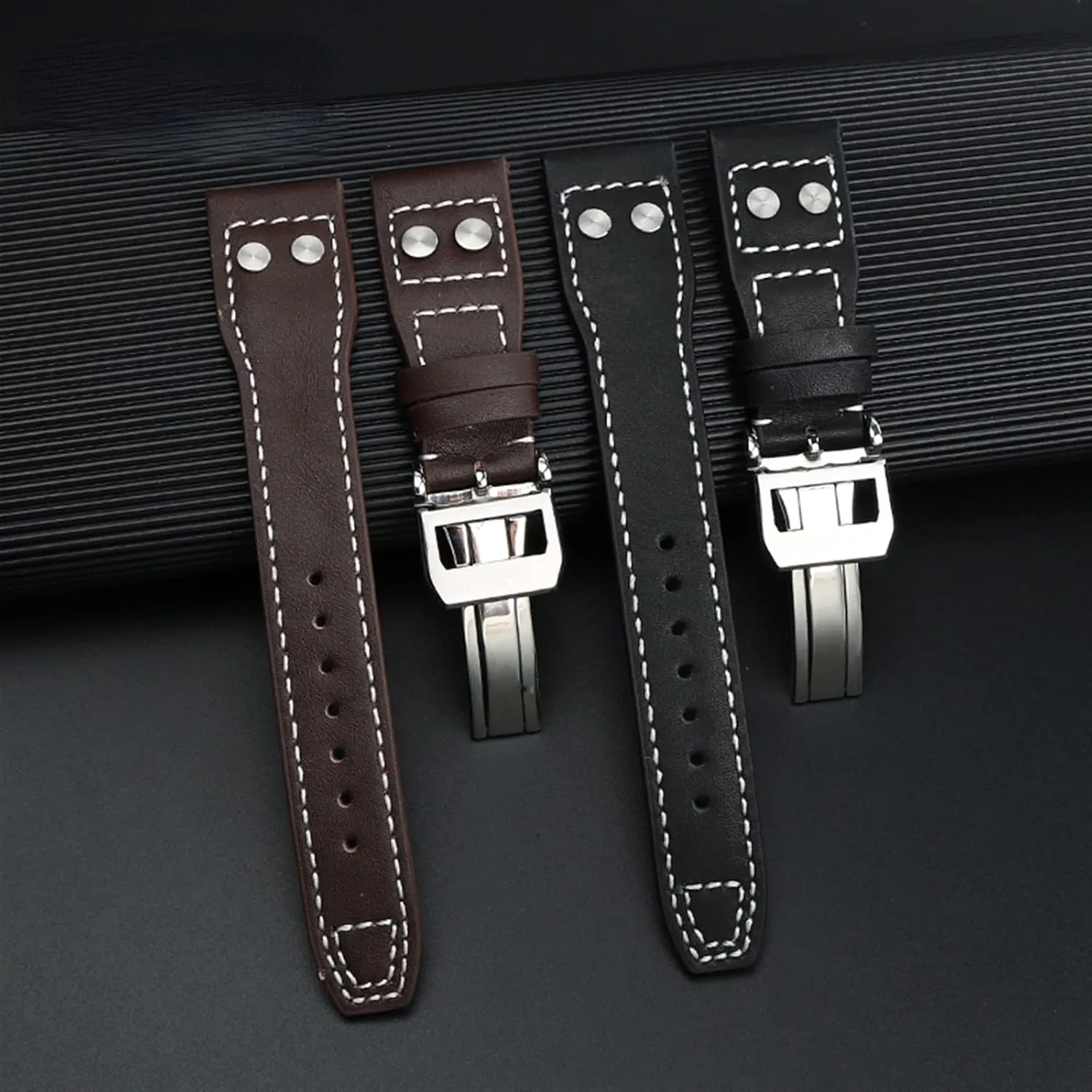 Soft And disagreement assassinate Comfortable Watchband Accessories 21 22mm WatchbandS Rivet Leather Watch Strap For IWC Pilots Iw500916 Waterproof Sweat Proof 