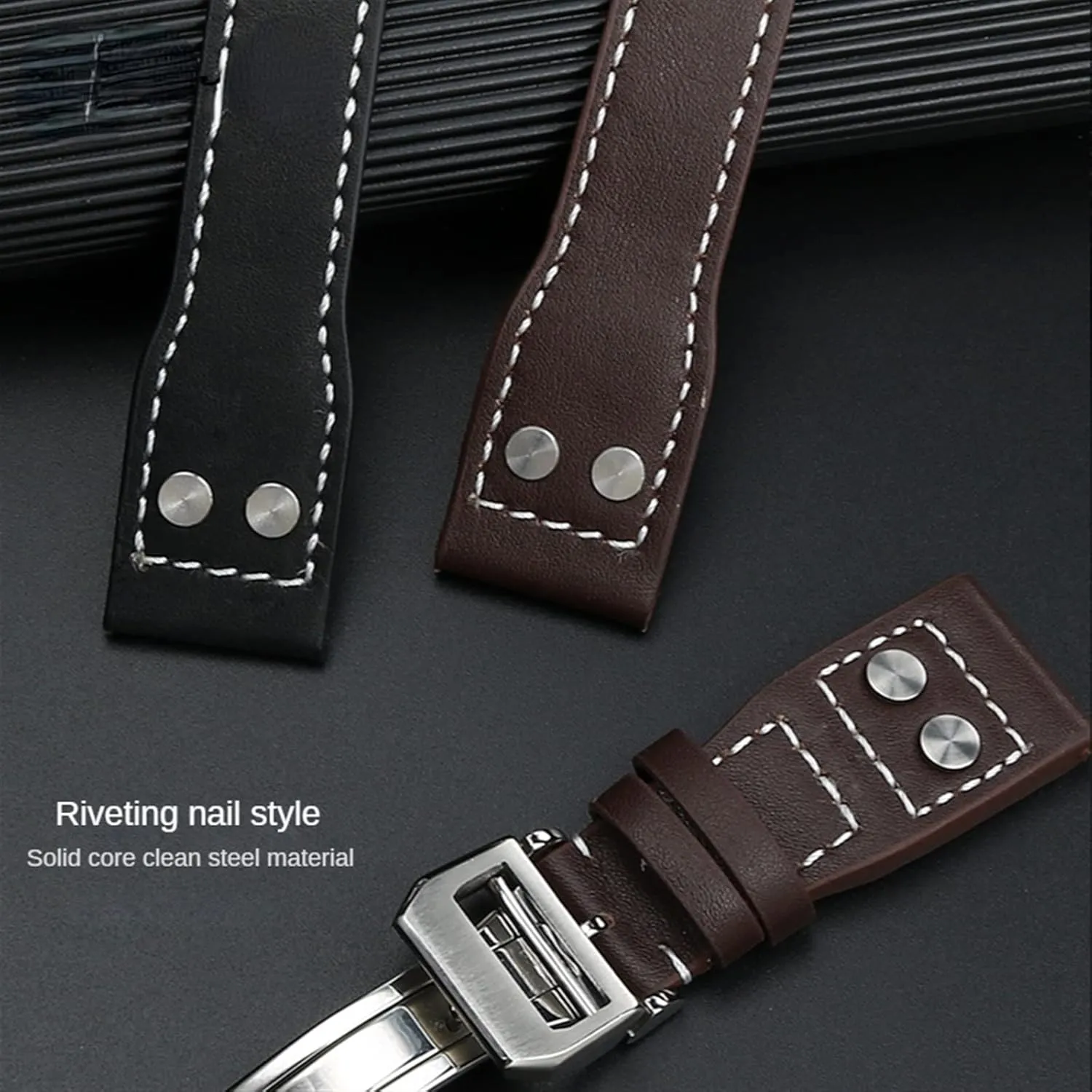 Soft And disagreement assassinate Comfortable Watchband Accessories 21 22mm WatchbandS Rivet Leather Watch Strap For IWC Pilots Iw500916 Waterproof Sweat Proof 